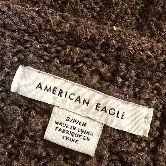 AMERICAN EAGLE Brown Cropped V-Neck Cardigan Sweater sz S - Picture 6 of 7